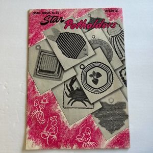 Vintage 1940's Star Crochet Potholder Design Patterns Booklet #55